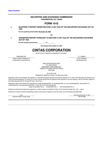 Thumbnail Cintas 10-Q Quarterly Report FY 