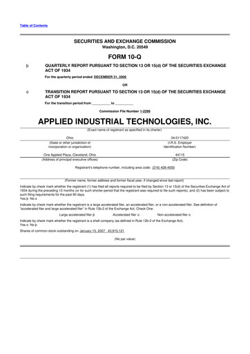 Vorschaubild Applied Industrial Technologies
 10-Q Quartalsbericht  