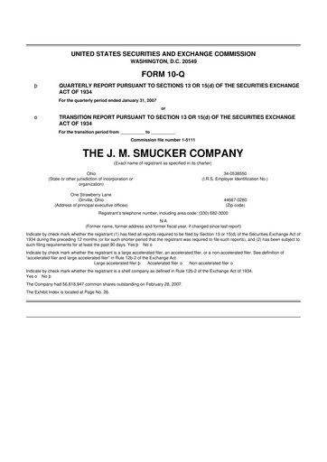 Thumbnail J.M. Smucker Company 10-Q Quarterly Report FY 