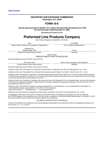 Vorschaubild Preformed Line Products 10-K Jahresbericht 