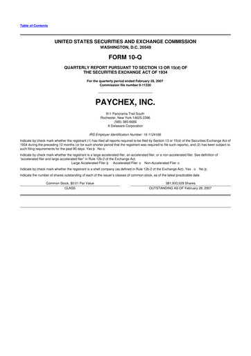 Thumbnail Paychex 10-Q Quarterly Report FY 