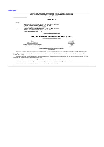 Miniature Materion
 10-Q Rapport trimestriel  