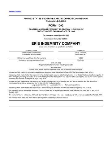 Thumbnail Erie Indemnity 10-Q Quarterly Report FY 