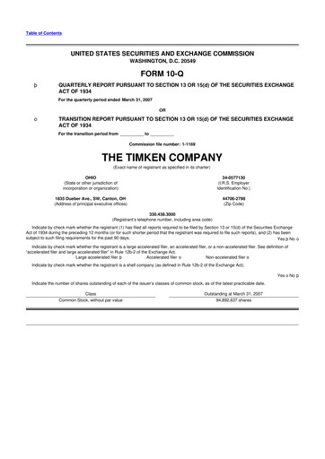 Thumbnail Timken Company
 10-Q Quarterly Report FY 