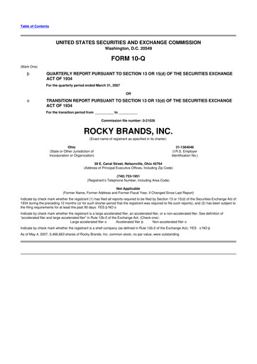 Thumbnail Rocky Brands 10-Q Quarterly Report FY 