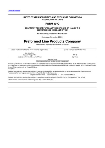 Vorschaubild Preformed Line Products 10-Q Quartalsbericht  