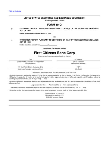 Thumbnail Civista Bancshares
 10-Q Quarterly Report FY 