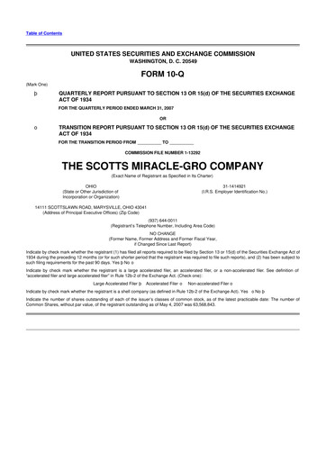 Thumbnail ScottsMiracle-Gro 10-Q Quarterly Report FY 