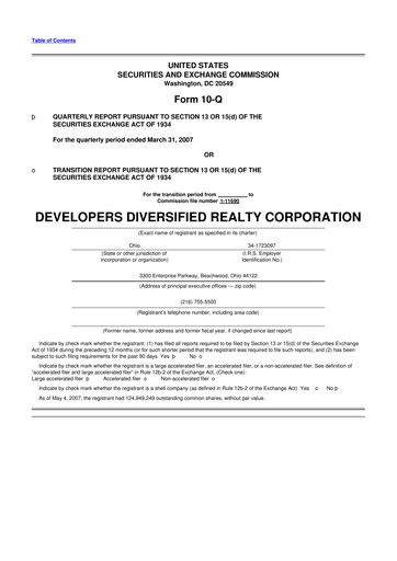 Thumbnail SITE Centers
 10-Q Quarterly Report FY 