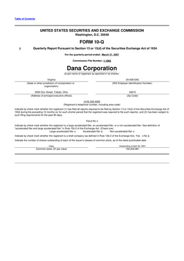 Thumbnail Dana Incorporated 10-Q Quarterly Report FY 