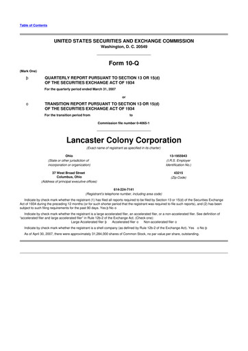 Thumbnail The Marzetti Company 10-Q Quarterly Report FY 