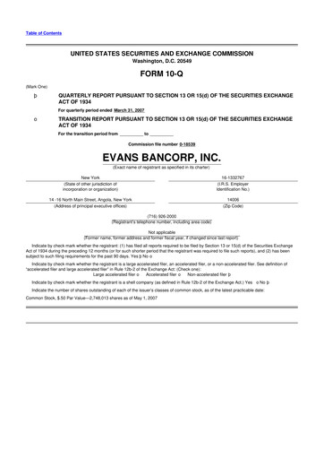 Vorschaubild Evans Bancorp 10-Q Quartalsbericht  