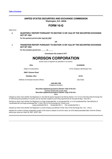 Thumbnail Nordson 10-Q Quarterly Report FY 