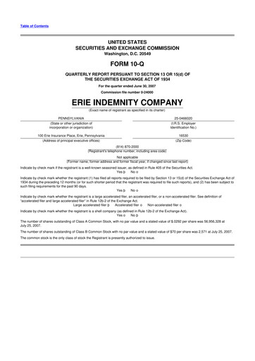 Thumbnail Erie Indemnity 10-Q Quarterly Report FY 