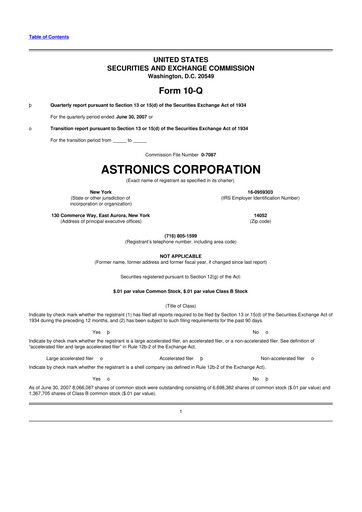 Thumbnail Astronics Corporation
 10-Q Quarterly Report FY 
