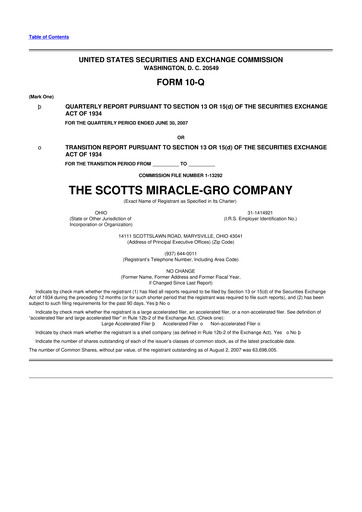 Thumbnail ScottsMiracle-Gro 10-Q Quarterly Report FY 