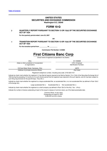 Thumbnail Civista Bancshares
 10-Q Quarterly Report FY 