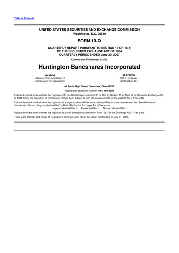 Thumbnail Huntington Bancshares
 10-Q Quarterly Report FY 