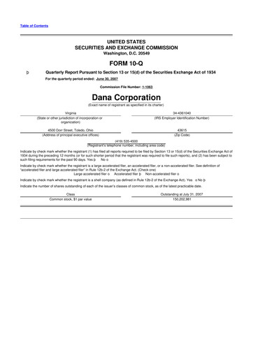 Thumbnail Dana Incorporated 10-Q Quarterly Report FY 