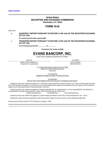 Vorschaubild Evans Bancorp 10-Q Quartalsbericht  