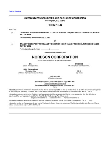 Thumbnail Nordson 10-Q Quarterly Report FY 