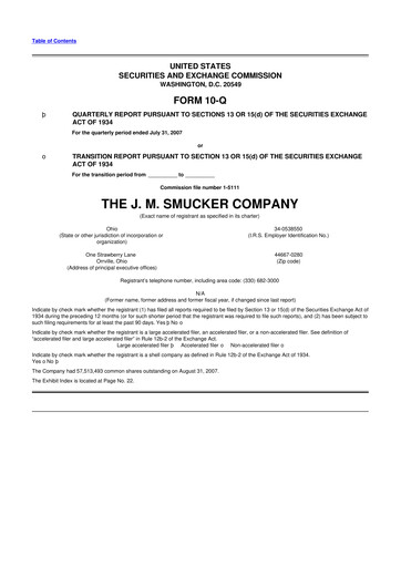 Thumbnail J.M. Smucker Company 10-Q Quarterly Report FY 