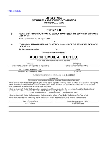 Thumbnail Abercrombie & Fitch 10-Q Quarterly Report FY 