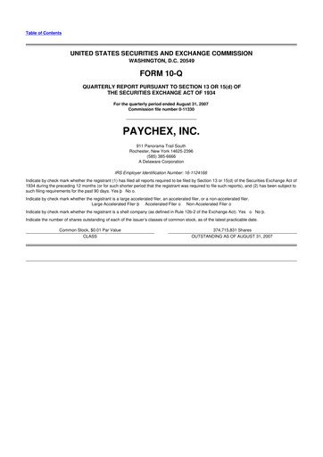 Thumbnail Paychex 10-Q Quarterly Report FY 