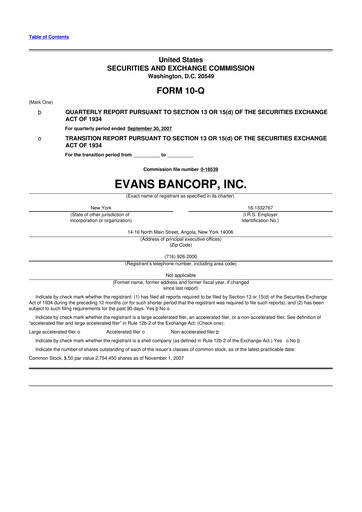 Vorschaubild Evans Bancorp 10-Q Quartalsbericht  