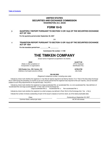Thumbnail Timken Company
 10-Q Quarterly Report FY 