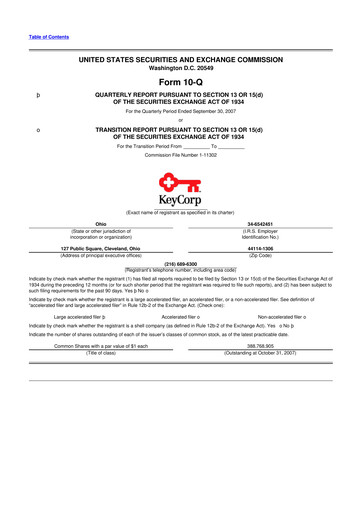 Thumbnail KeyCorp (KeyBank) 10-Q Quarterly Report FY 