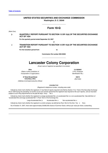 Thumbnail The Marzetti Company 10-Q Quarterly Report FY 