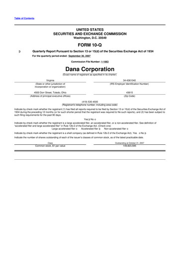 Thumbnail Dana Incorporated 10-Q Quarterly Report FY 