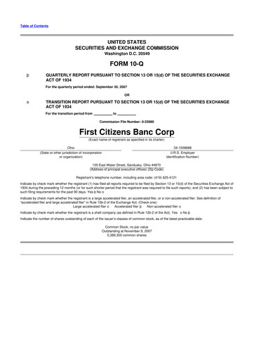 Thumbnail Civista Bancshares
 10-Q Quarterly Report FY 