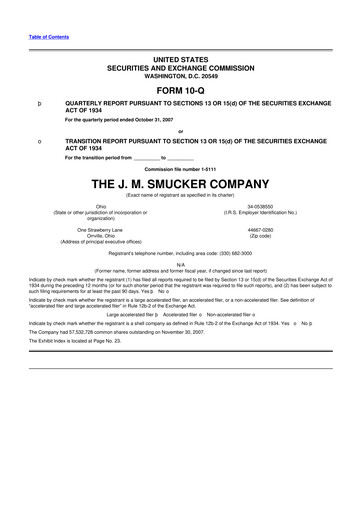 Thumbnail J.M. Smucker Company 10-Q Quarterly Report FY 