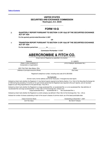 Thumbnail Abercrombie & Fitch 10-Q Quarterly Report FY 