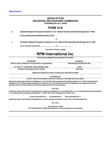 Thumbnail RPM International
 10-Q Quarterly Report FY 