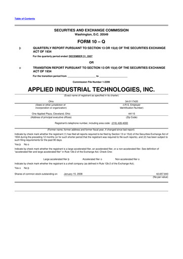 Vorschaubild Applied Industrial Technologies
 10-Q Quartalsbericht  