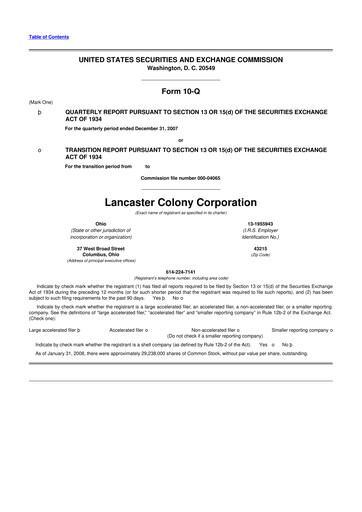 Thumbnail The Marzetti Company 10-Q Quarterly Report FY 