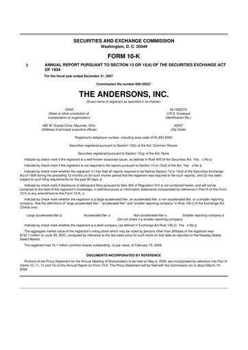 Vorschaubild The Andersons, Inc. 10-K Jahresbericht 