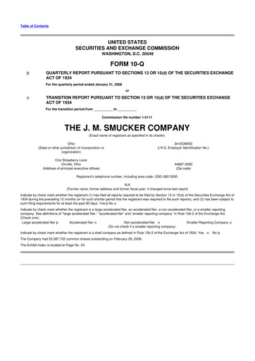 Thumbnail J.M. Smucker Company 10-Q Quarterly Report FY 