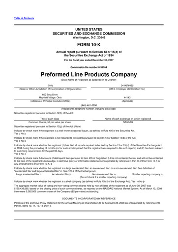 Vorschaubild Preformed Line Products 10-K Jahresbericht 