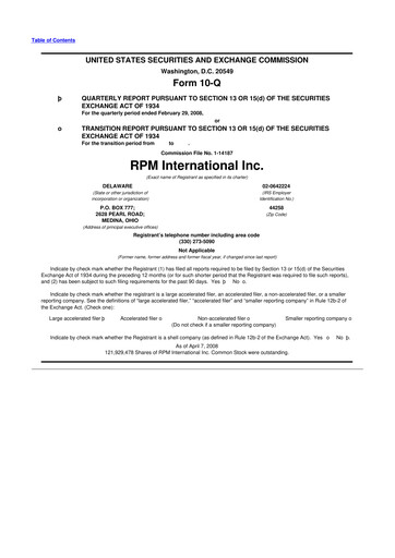Thumbnail RPM International
 10-Q Quarterly Report FY 