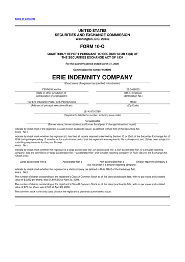 Thumbnail Erie Indemnity 10-Q Quarterly Report FY 