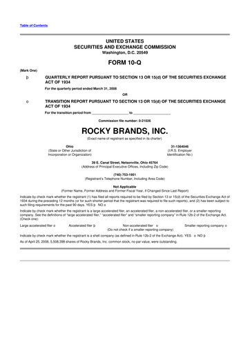 Thumbnail Rocky Brands 10-Q Quarterly Report FY 
