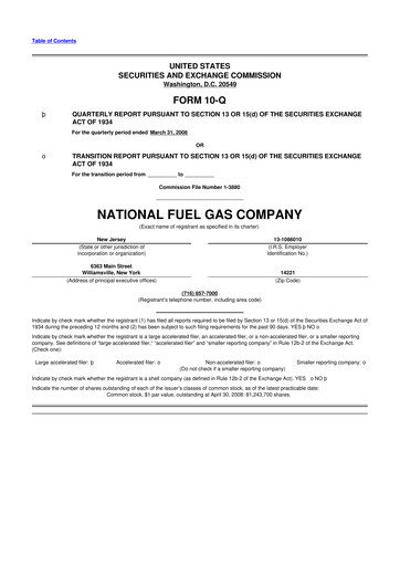 Thumbnail National Fuel Gas
 10-Q Quarterly Report FY 