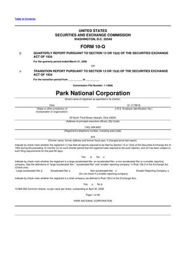 Vorschaubild Park National Corp 10-Q Quartalsbericht  