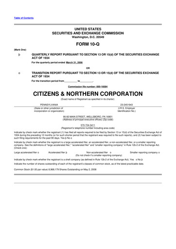 Miniature Citizens & Northern Corp 10-Q Rapport trimestriel  