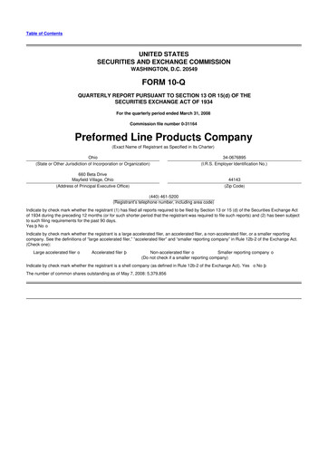 Vorschaubild Preformed Line Products 10-Q Quartalsbericht  