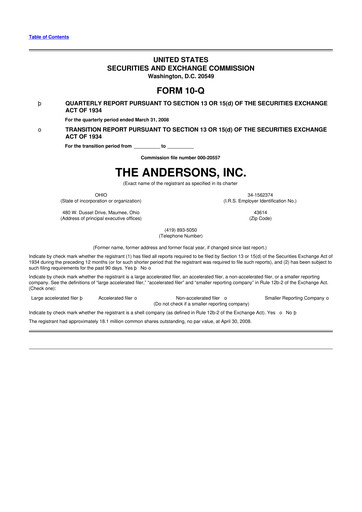 Vorschaubild The Andersons, Inc. 10-Q Quartalsbericht  